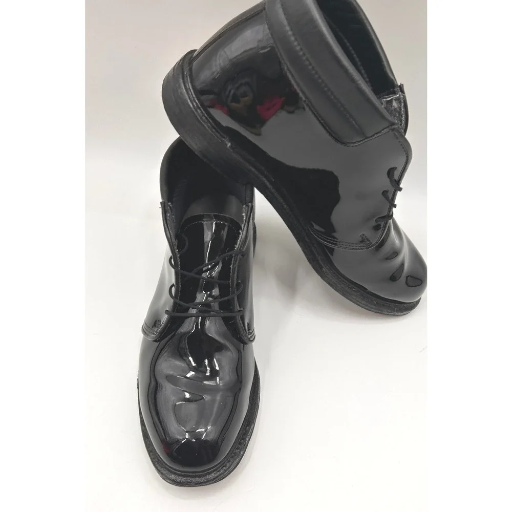 Bates Mens High Gloss Duty Chukka Boots Black Patent Leather Uniform Size 10E